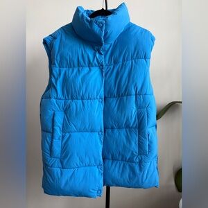 Bright Blue Water-repellent Puffer Vest.